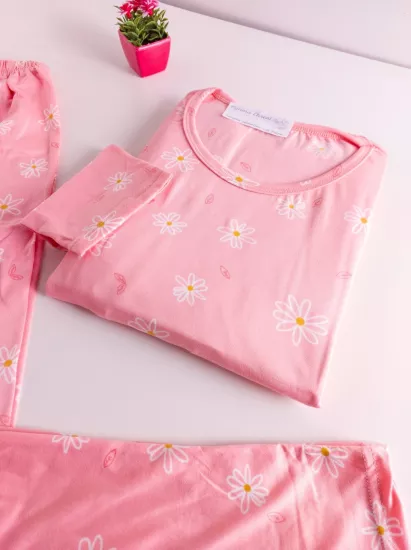 Esnek Uzun Kol Kadın Pijama Takımı 
