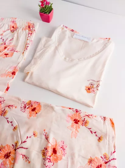 Yumuşak Full Likralı Pamuk Viskon Bayan Pijama Takımı