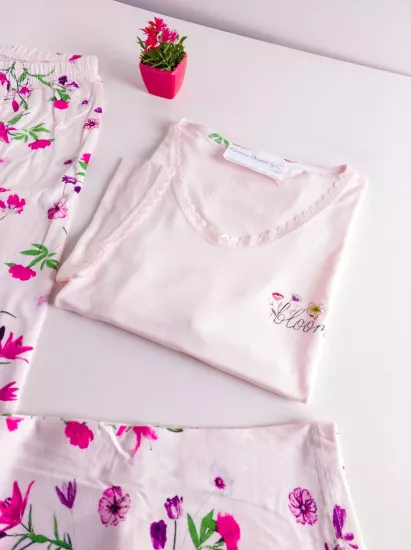Yumuşak Full Likralı Pamuk Viskon Bayan Pijama Takımı