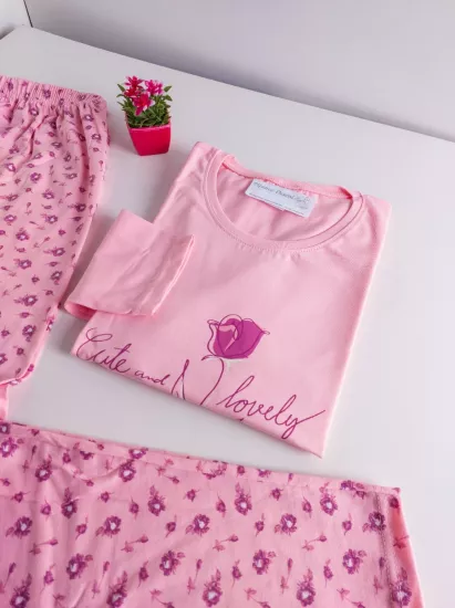 LİKRALI Uzun Kol Kadın Pijama Takımı 