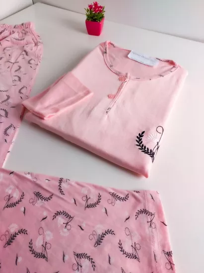 Esnek Uzun Kol Kadın Pijama Takımı 