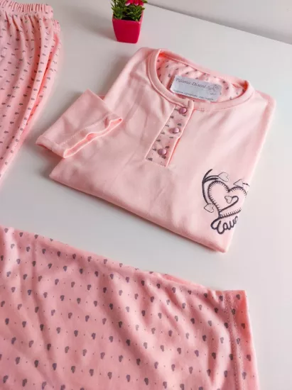 Esnek Uzun Kol Kadın Pijama Takımı 