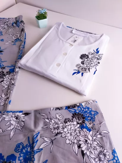 LİKRALI Kısa Kol Kadın Pijama Takımı 