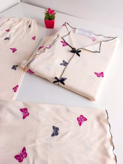 Büyük Beden LİKRALI Kısa Kollu Kadın Pijama Takımı 