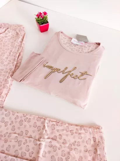 Kalp Desen Bayan Pijama Takımı