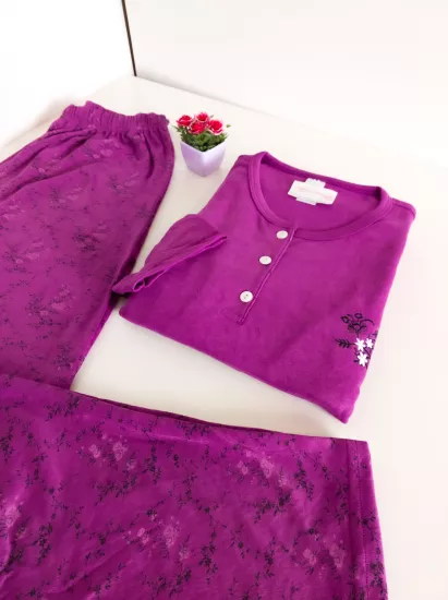 Esnek Çiçek Bayan Pijama Takımı 