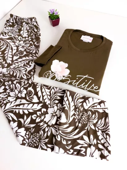 LİKRALI Uzun Kol Kadın Pijama Takımı 
