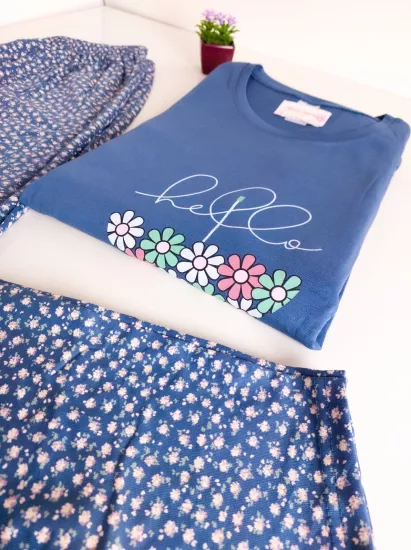 Büyük Beden Uzun kollu Kadın Pijama Takımı 