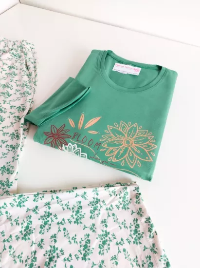 Büyük Beden Uzun kollu Kadın Pijama Takımı 