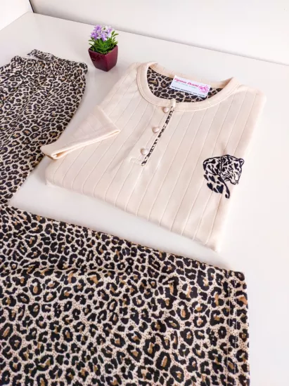 Büyük Beden Uzun kollu Kadın Pijama Takımı 