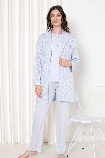 Yaprak Desen Dantel Detay  Sabahlıklı Kadın Pijama