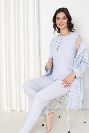 Yaprak Desen Dantel Detay  Sabahlıklı Kadın Pijama irl