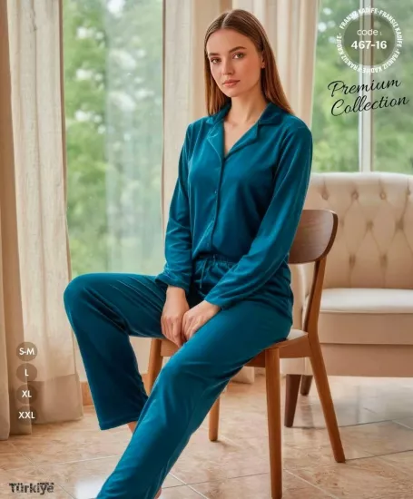 İPEKSİ KADİFE FULL LİKRALI Kışlık Bayan Pijama Takımı