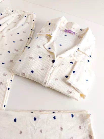 Kalp Desen Bayan Pijama Takımı 