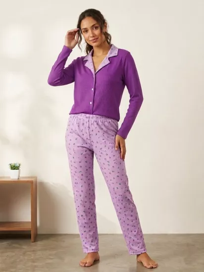 Esnek Uzun Kol Kadın Pijama Takımı 