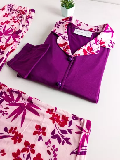Çiçek Desen Bayan Pijama Takımı