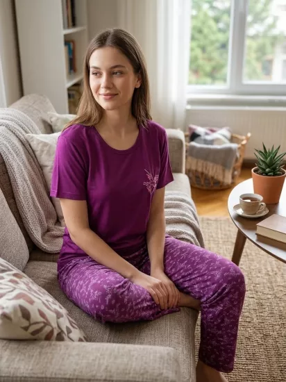 Esnek Bayan Pijama Takımı 