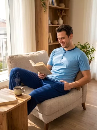 Pamuk erkek pijama takımı