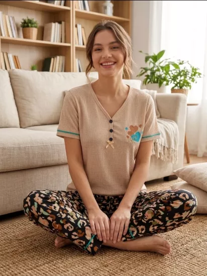 Bürümcük Kumaş  Bayan Pijama Takımı 