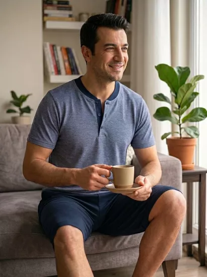 Pamuk erkek pijama takımı
