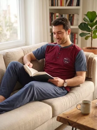 Pamuk erkek pijama takımı