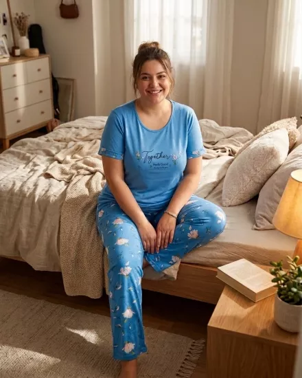 Büyük Beden KISA Kollu Kadın Pijama Takımı 