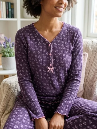 Uzun Kollu Kışlık Bayan Pijama Takımı