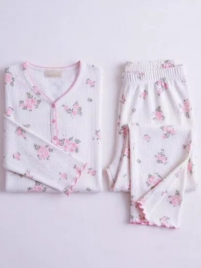 Büyük Beden Uzun kollu Kadın Pijama Takımı 