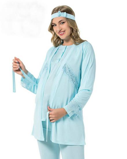 kutulu soft pamuk SABAHLIKLI LOHUSA PİJAMA TAKIMI ,hamile pijama takımı , sabahlıklı hamile pijama takımı