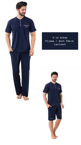 3’ Lü Erkek Pijama -Şort Takım - 1103