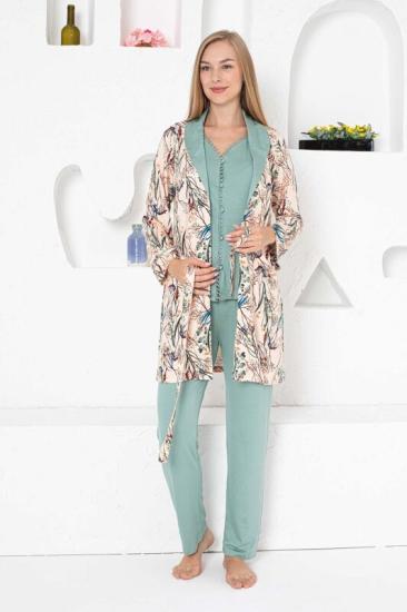 Sabahlıklı Dantel Detay Bayan Pijama Takımı