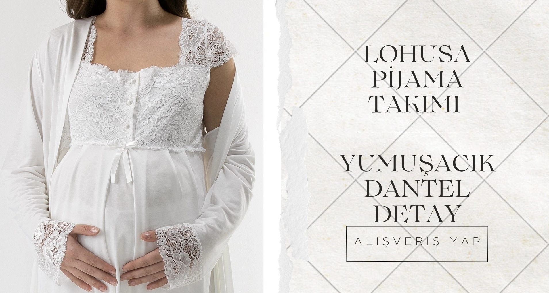 dantel detay lohusa pijama takımı